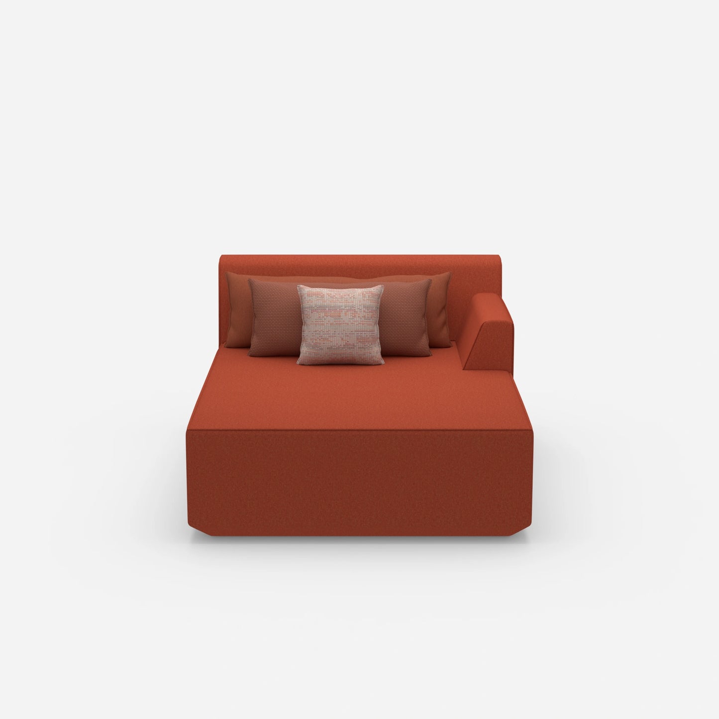 Red recamiere 120 cm wide from the front