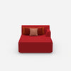 Red recamiere 120 cm wide from the front