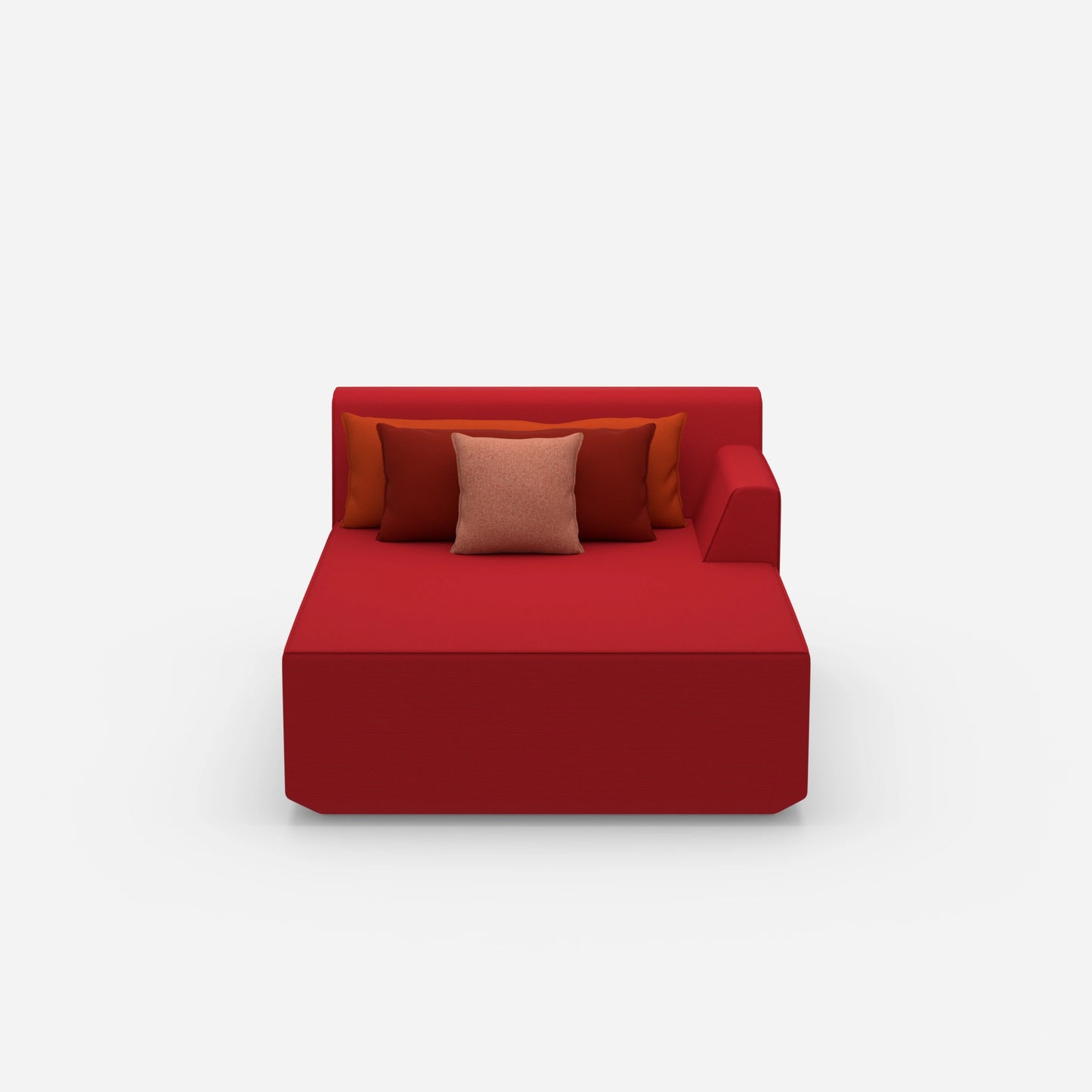 Red recamiere 120 cm wide from the front