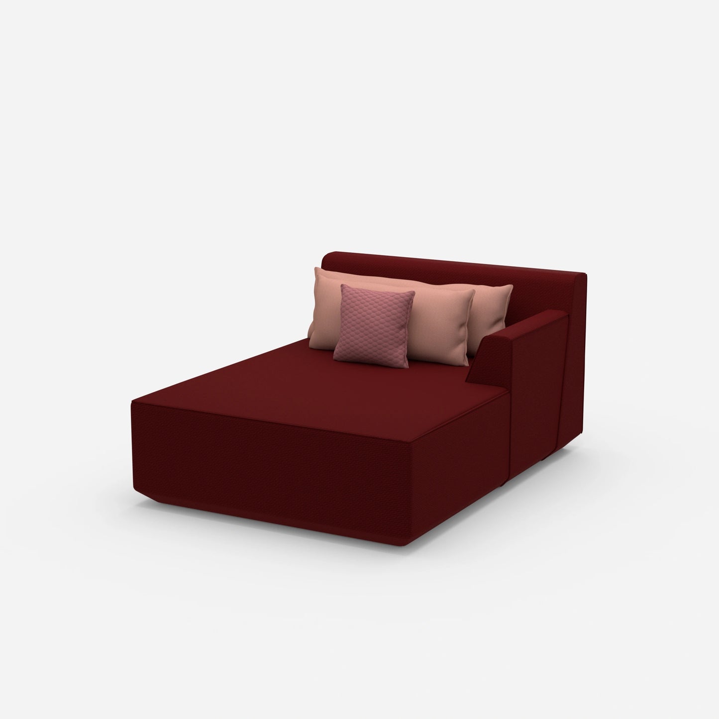 Red chaise longue 120 cm wide from the side