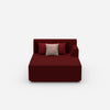 Red recamiere 120 cm wide from the front