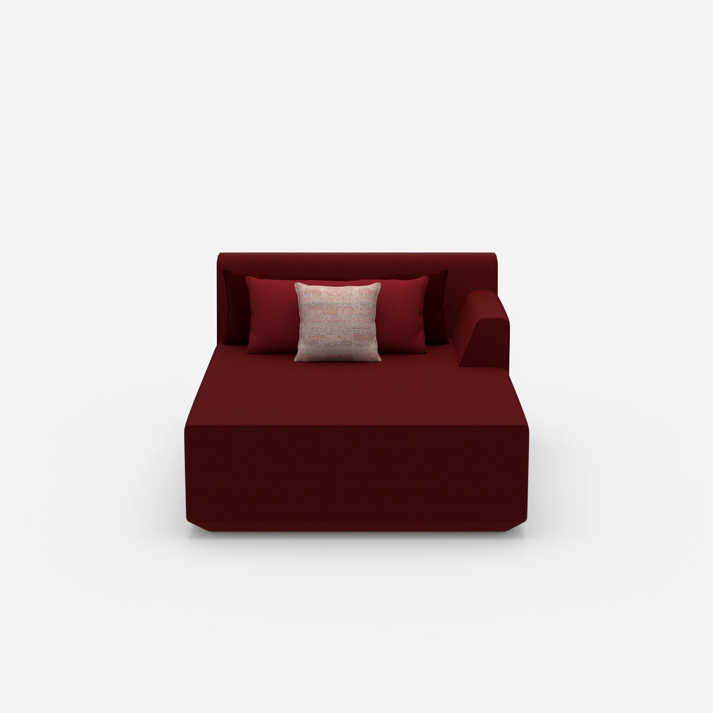 Red recamiere 120 cm wide from the front