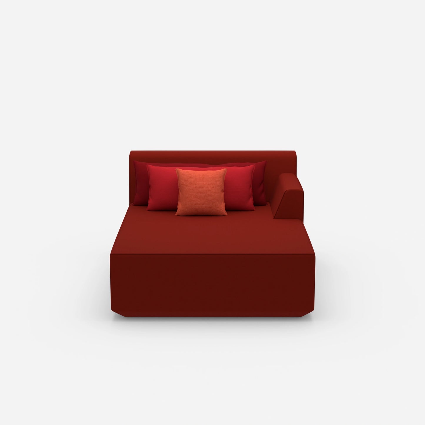 Red recamiere 120 cm wide from the front