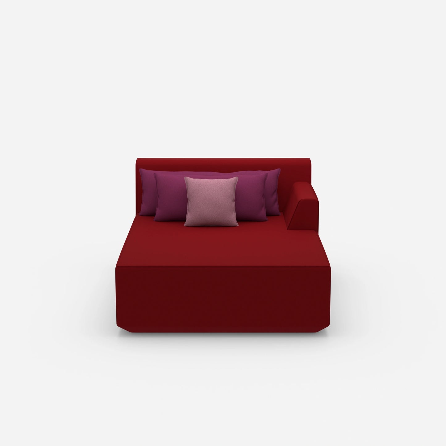 Red recamiere 120 cm wide from the front