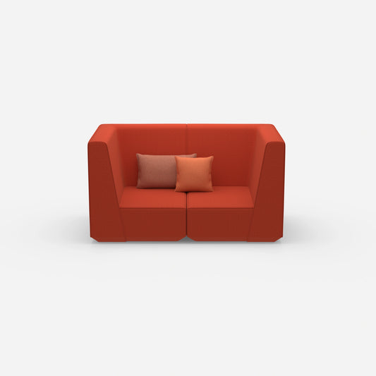 Red modular sofa with high back from the front
