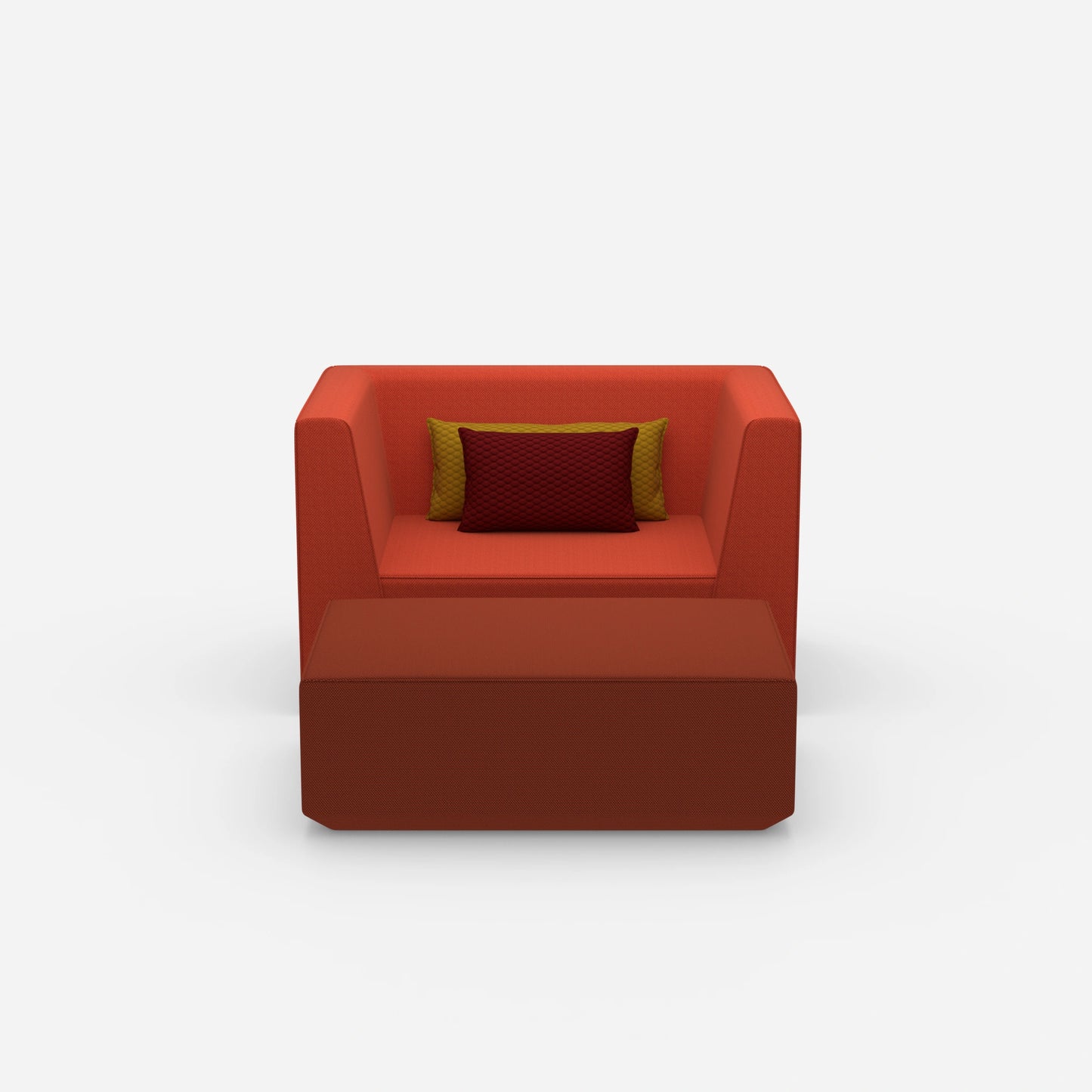 Armchair with flexible footrest from the front