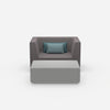 Armchair with flexible footrest from the front