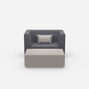 Armchair with flexible footrest from the front