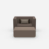 Armchair with flexible footrest from the front