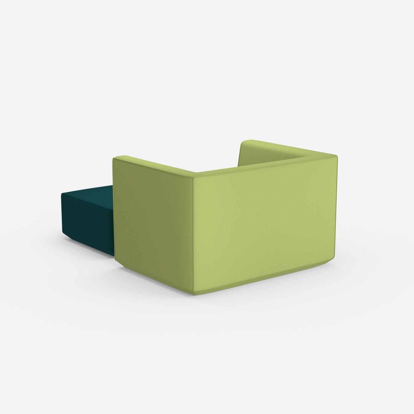 Armchair with flexible footrest from behind