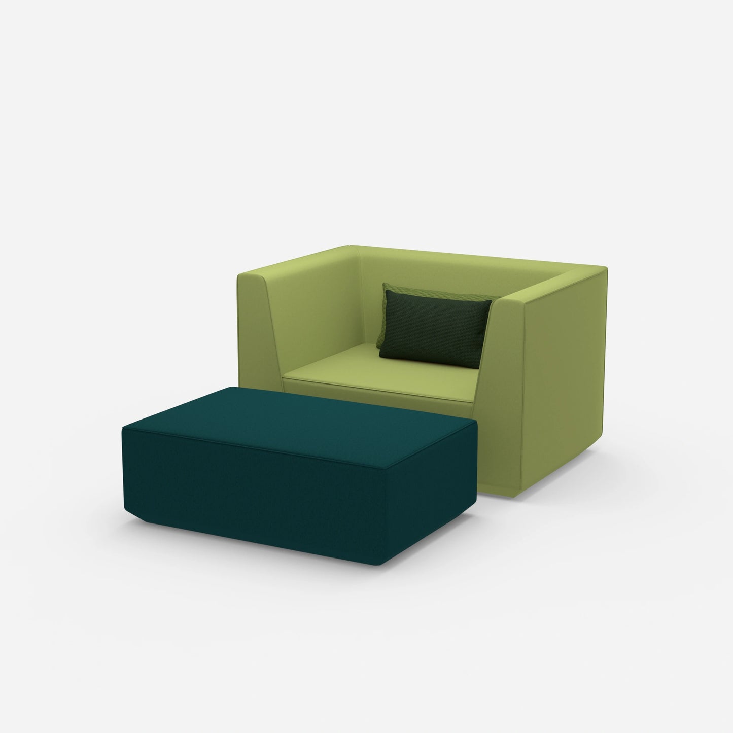Armchair with flexible footrest from the side