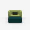 Armchair with flexible footrest from the front
