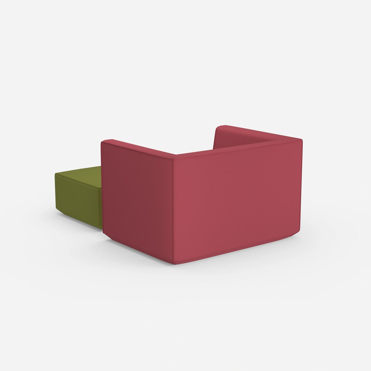 Armchair with flexible footrest from behind