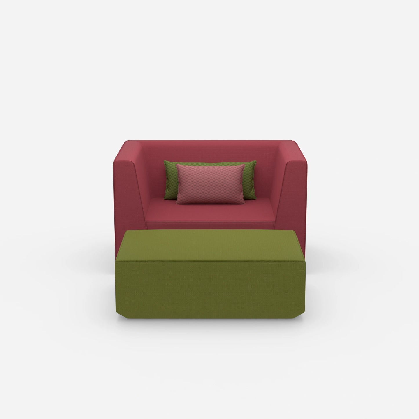 Armchair with flexible footrest from the front