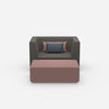 Armchair with flexible footrest from the front
