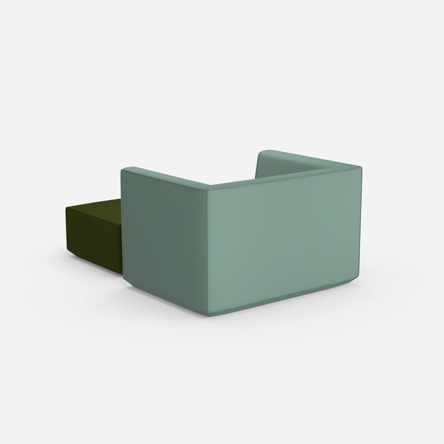 Armchair with flexible footrest from behind