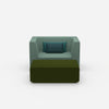 Armchair with flexible footrest from the front