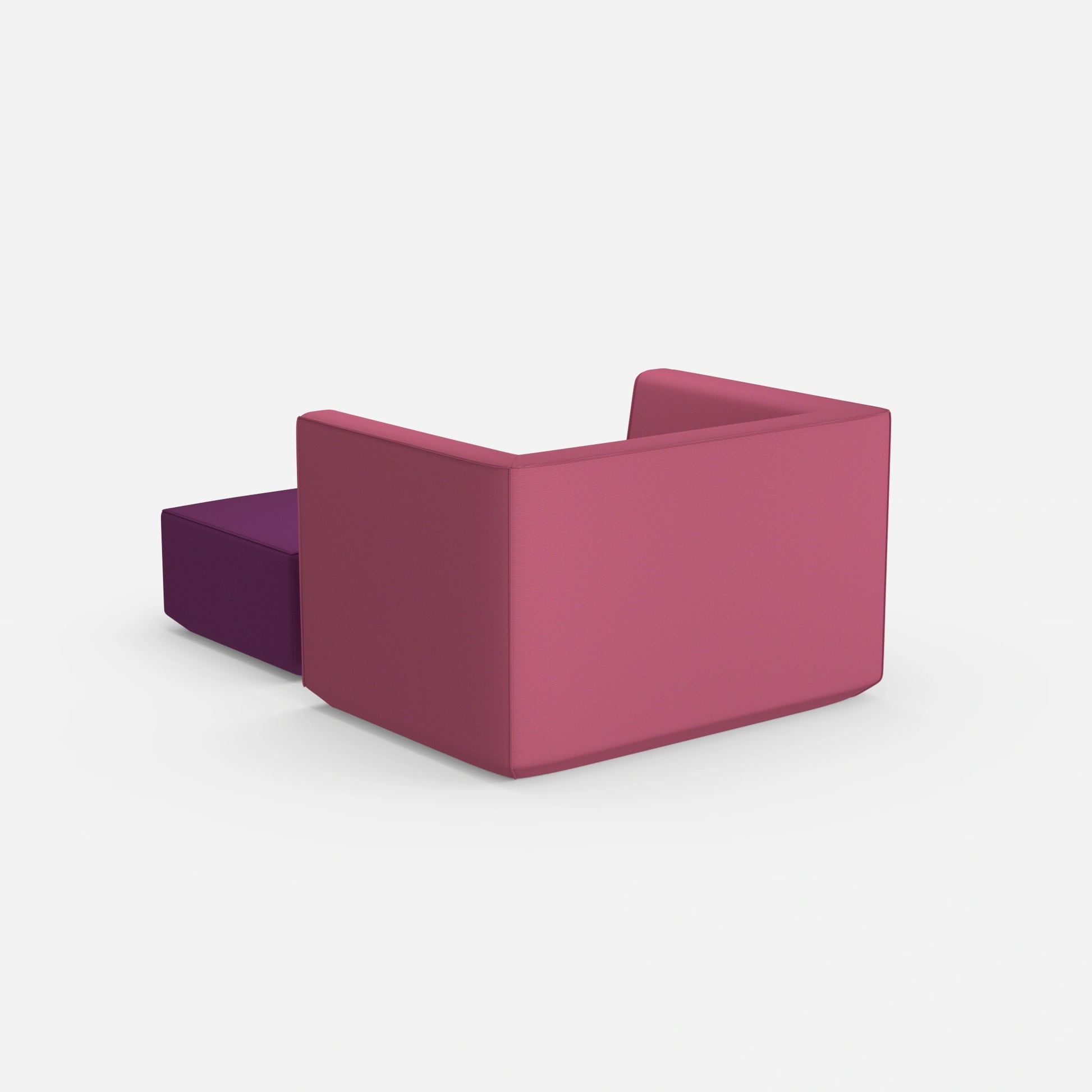 Armchair with flexible footrest from behind