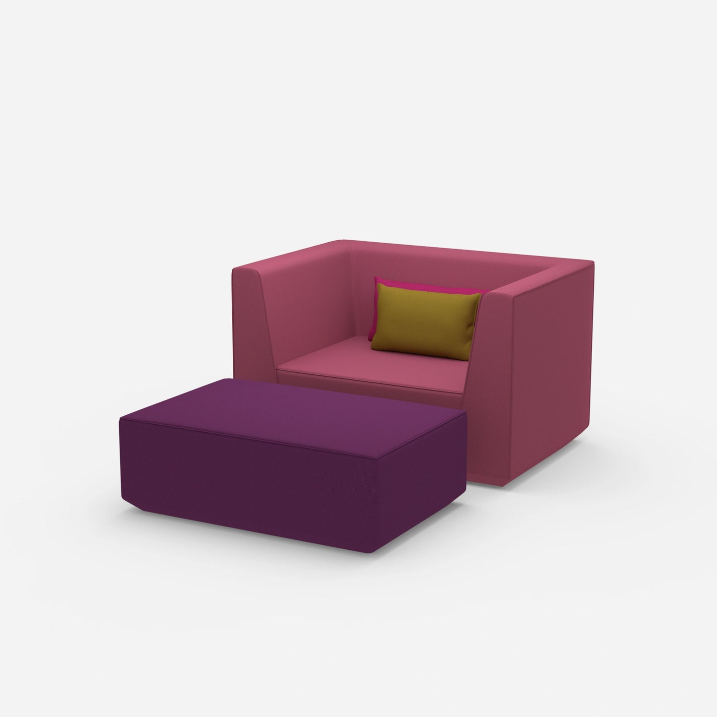 Armchair with flexible footrest from the side
