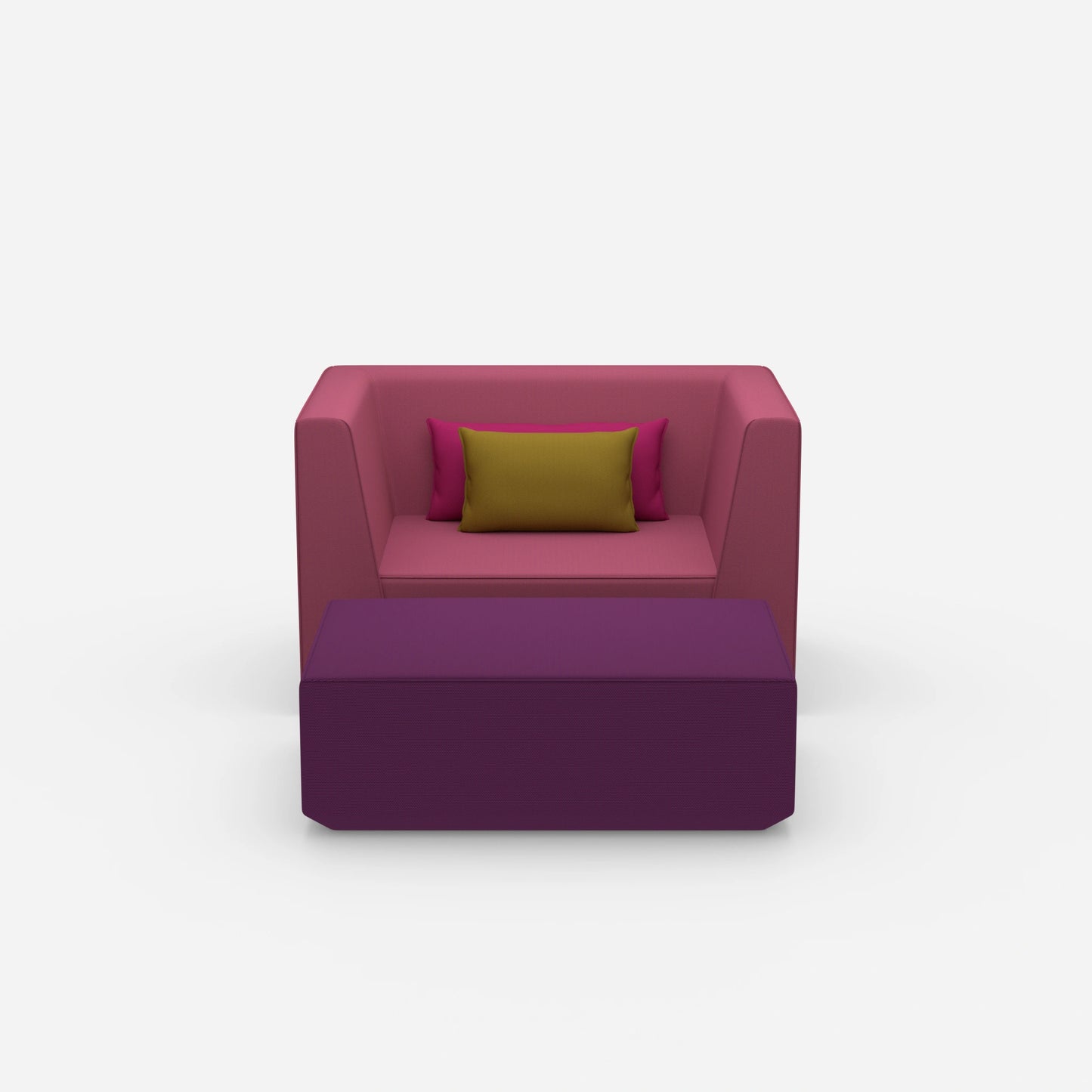 Armchair with flexible footrest from the front