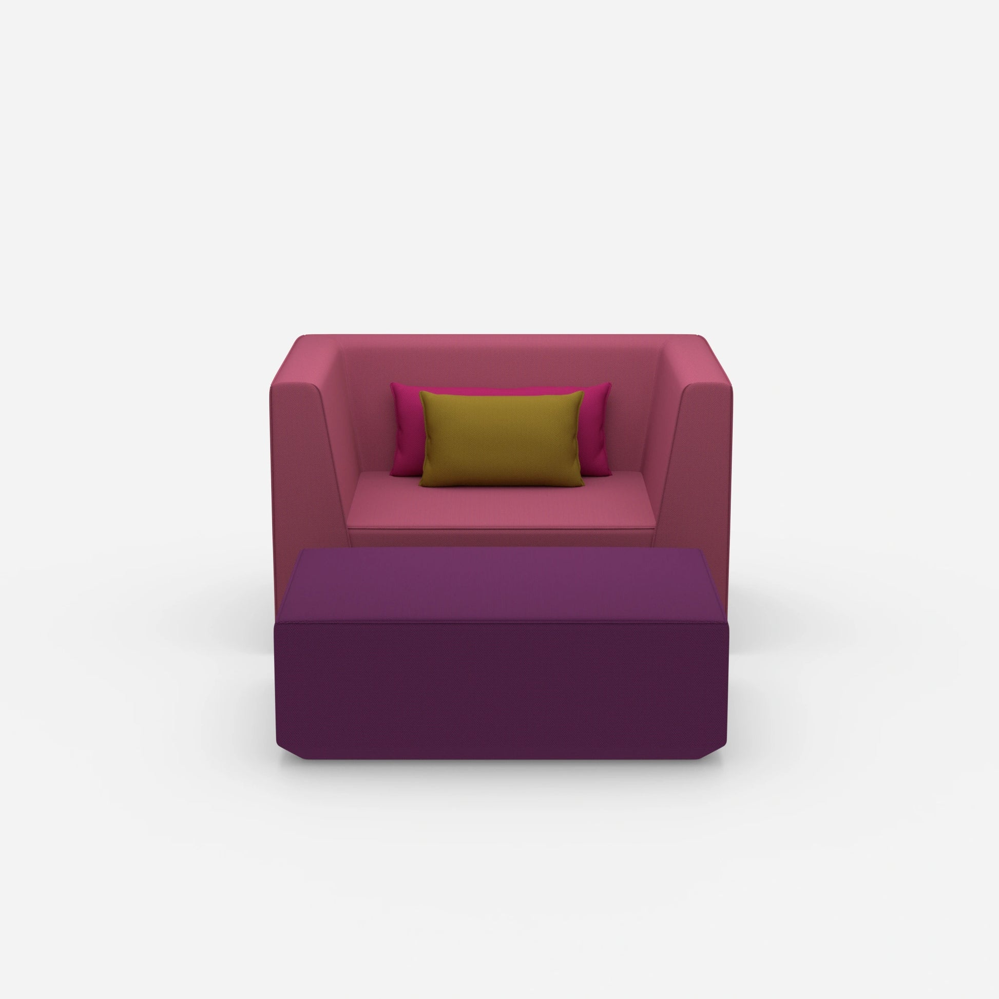 Armchair with flexible footrest from the front