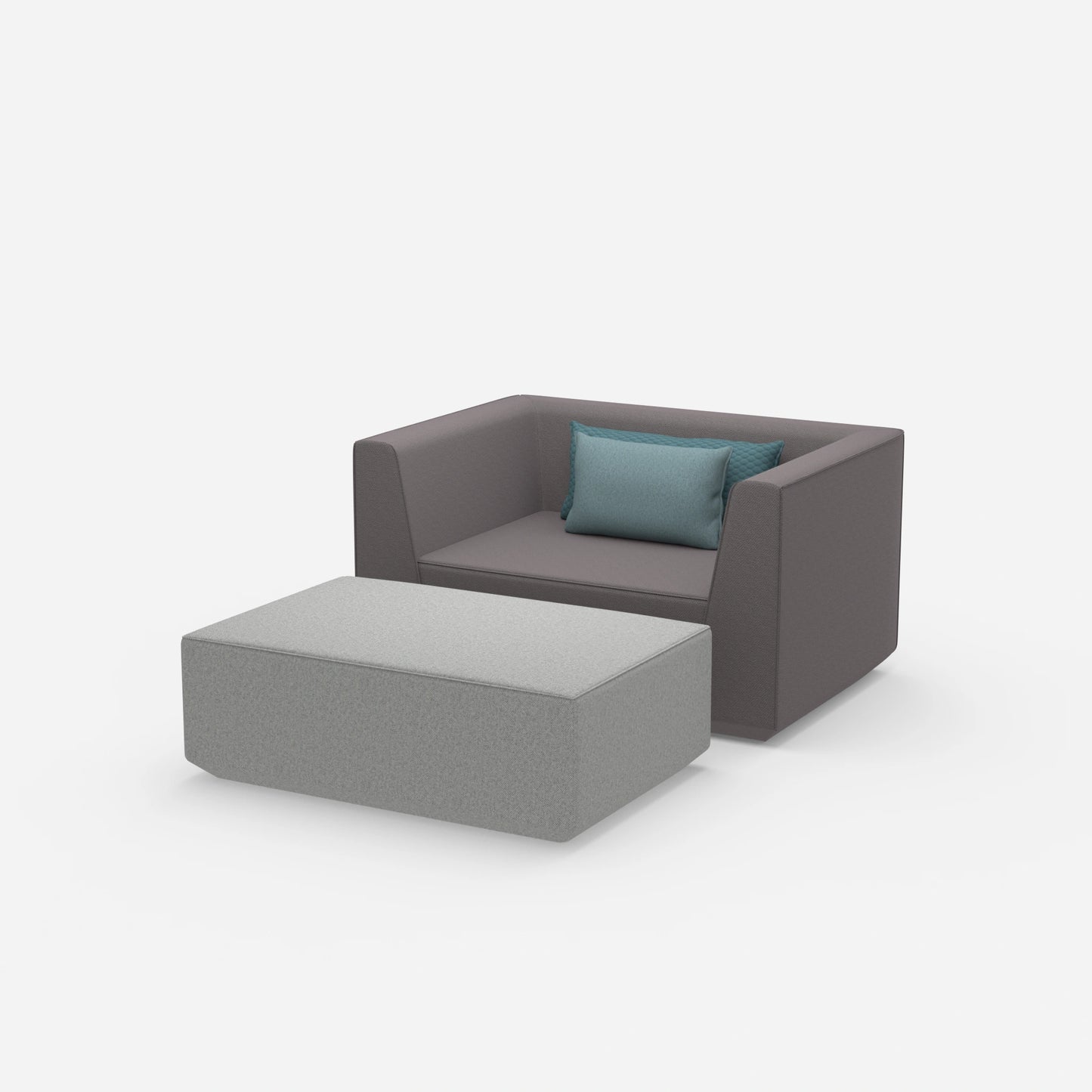 Armchair with footrest from the side