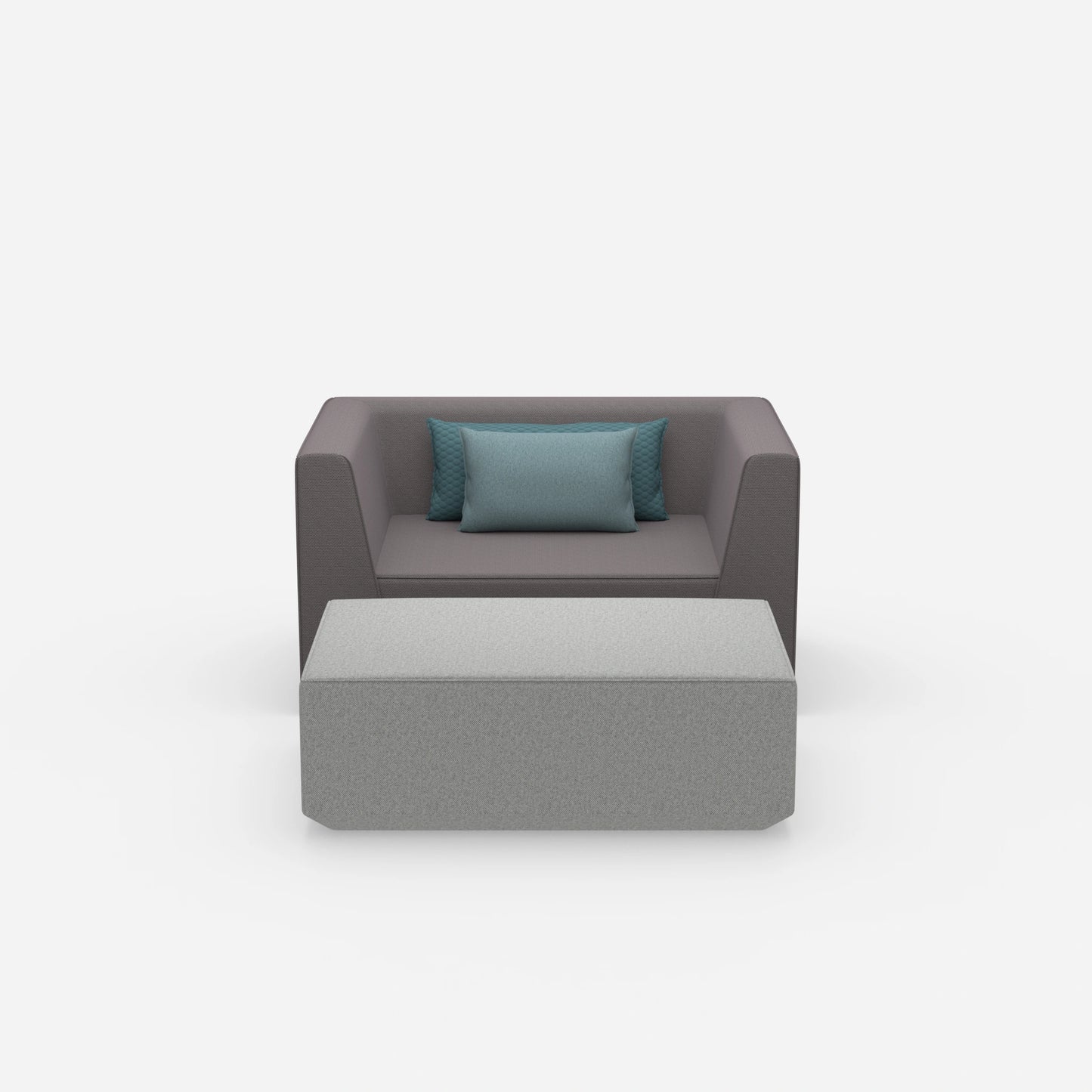 Armchair with footrest from the front