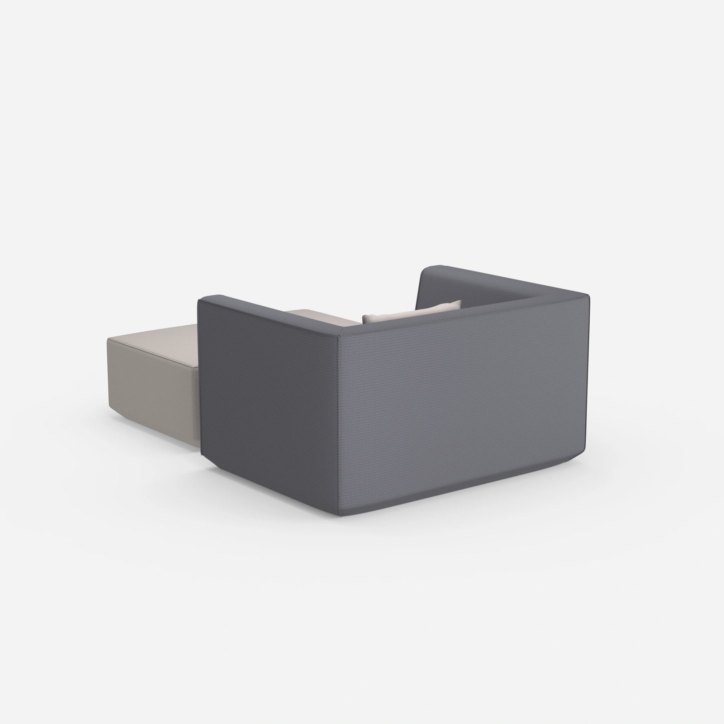 Armchair with footrest from behind