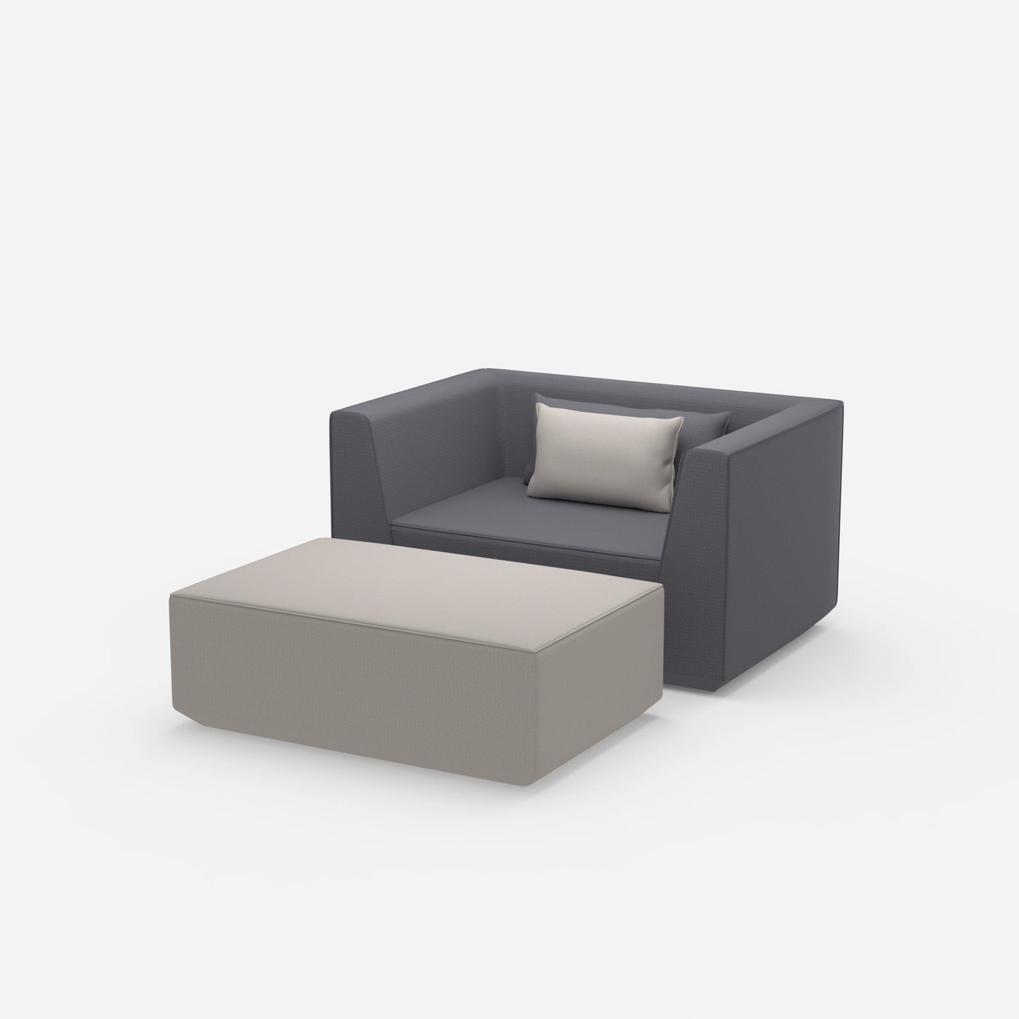 Armchair with footrest from the side