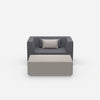 Armchair with footrest from the front