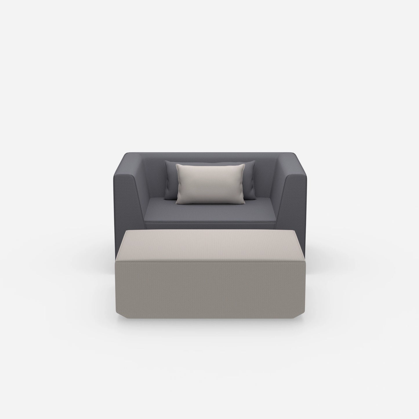 Armchair with footrest from the front