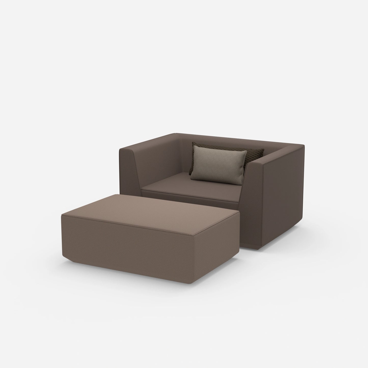 Armchair with footrest from the side