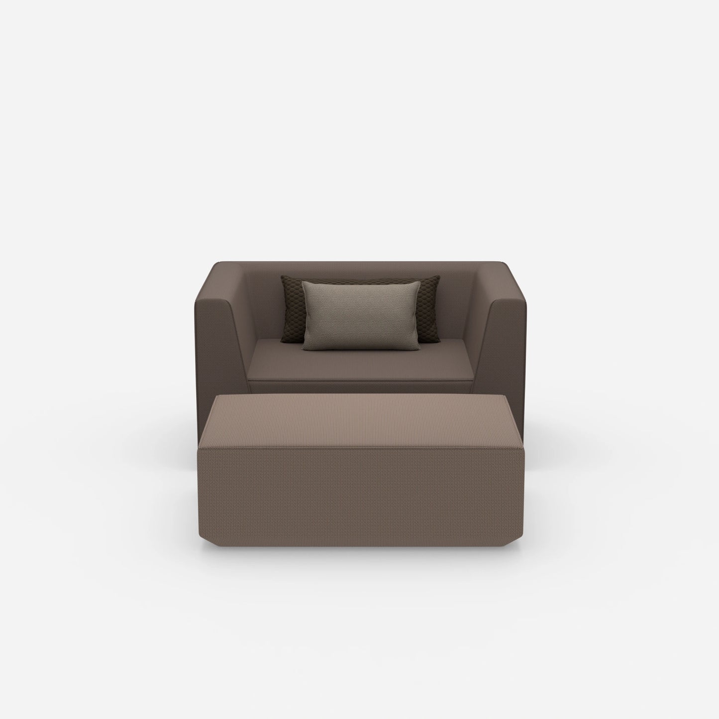 Armchair with footrest from the front