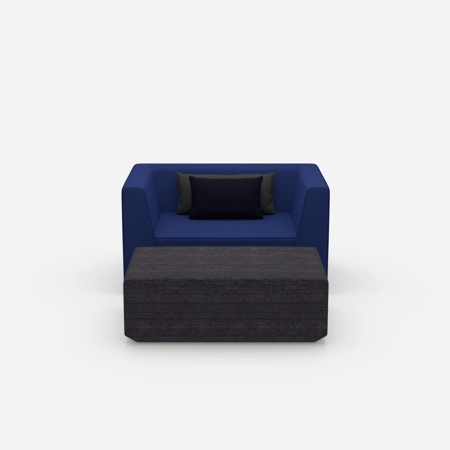 Armchair with footrest from the front