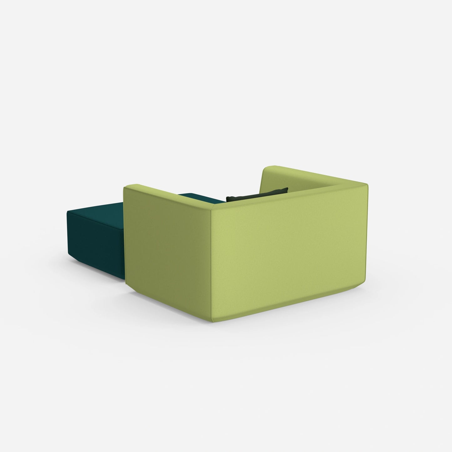 Armchair with footrest from behind
