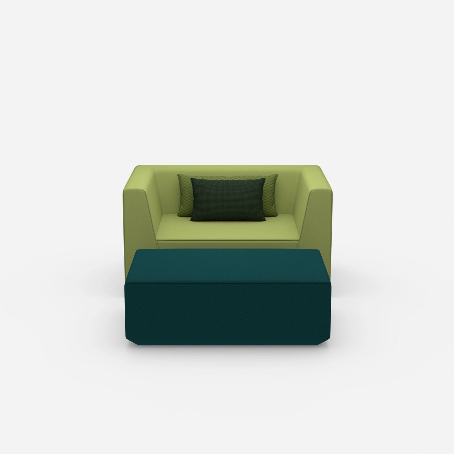 Armchair with footrest from the front