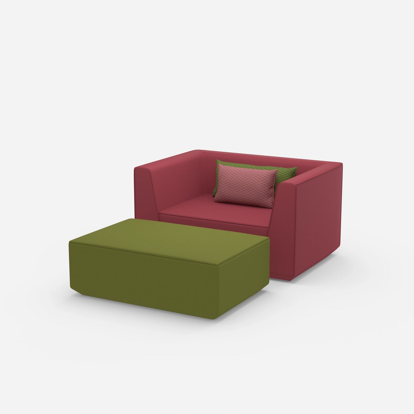 Armchair with footrest from the side