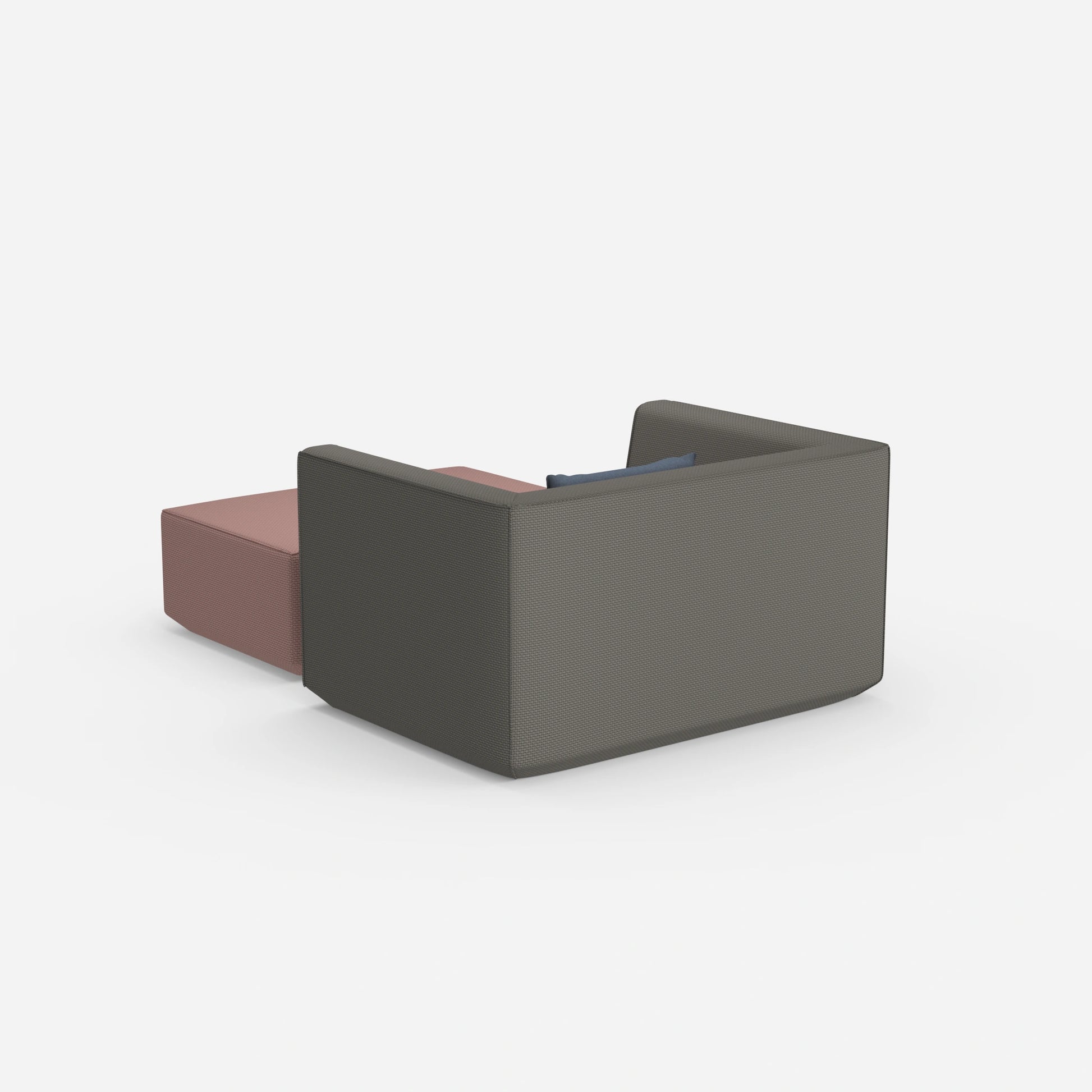 Armchair with footrest from behind