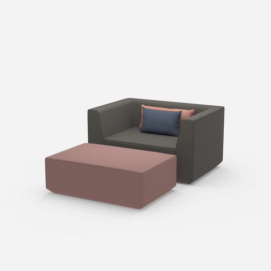 Armchair with footrest from the side