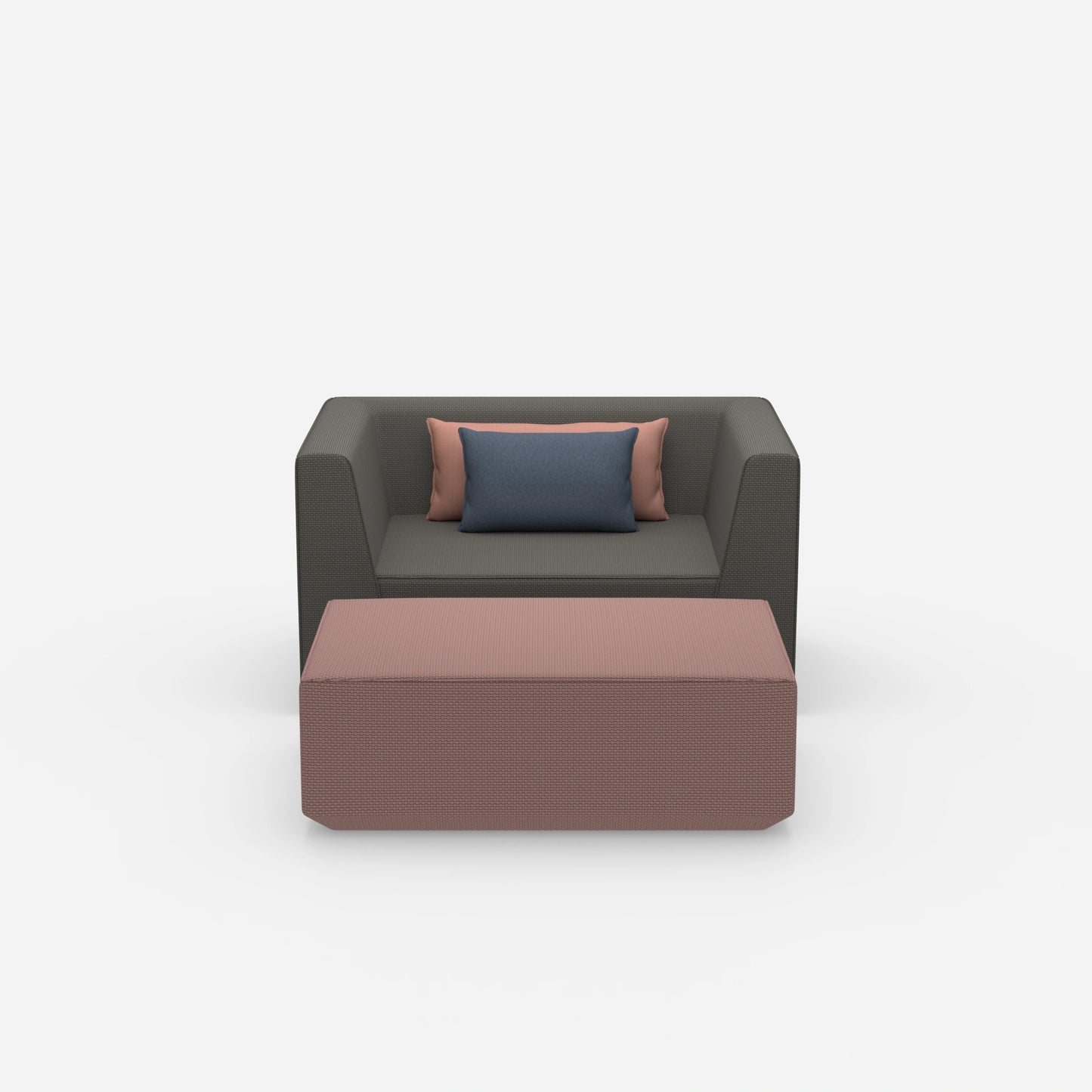 Armchair with footrest from the front