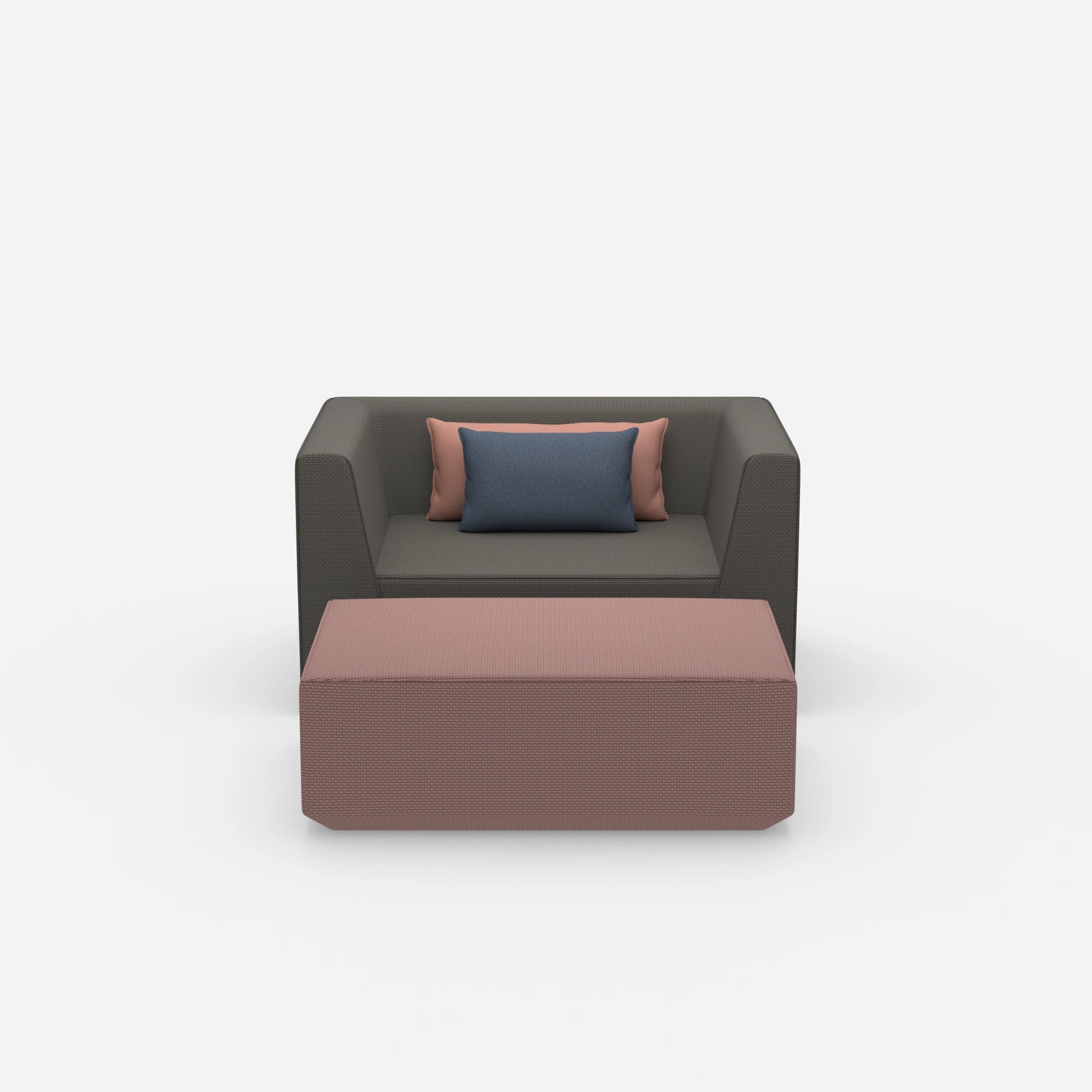 Armchair with footrest from the front
