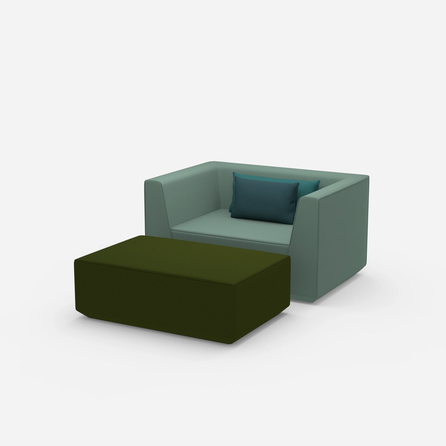 Armchair with footrest from the side
