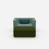 Armchair with footrest from the front