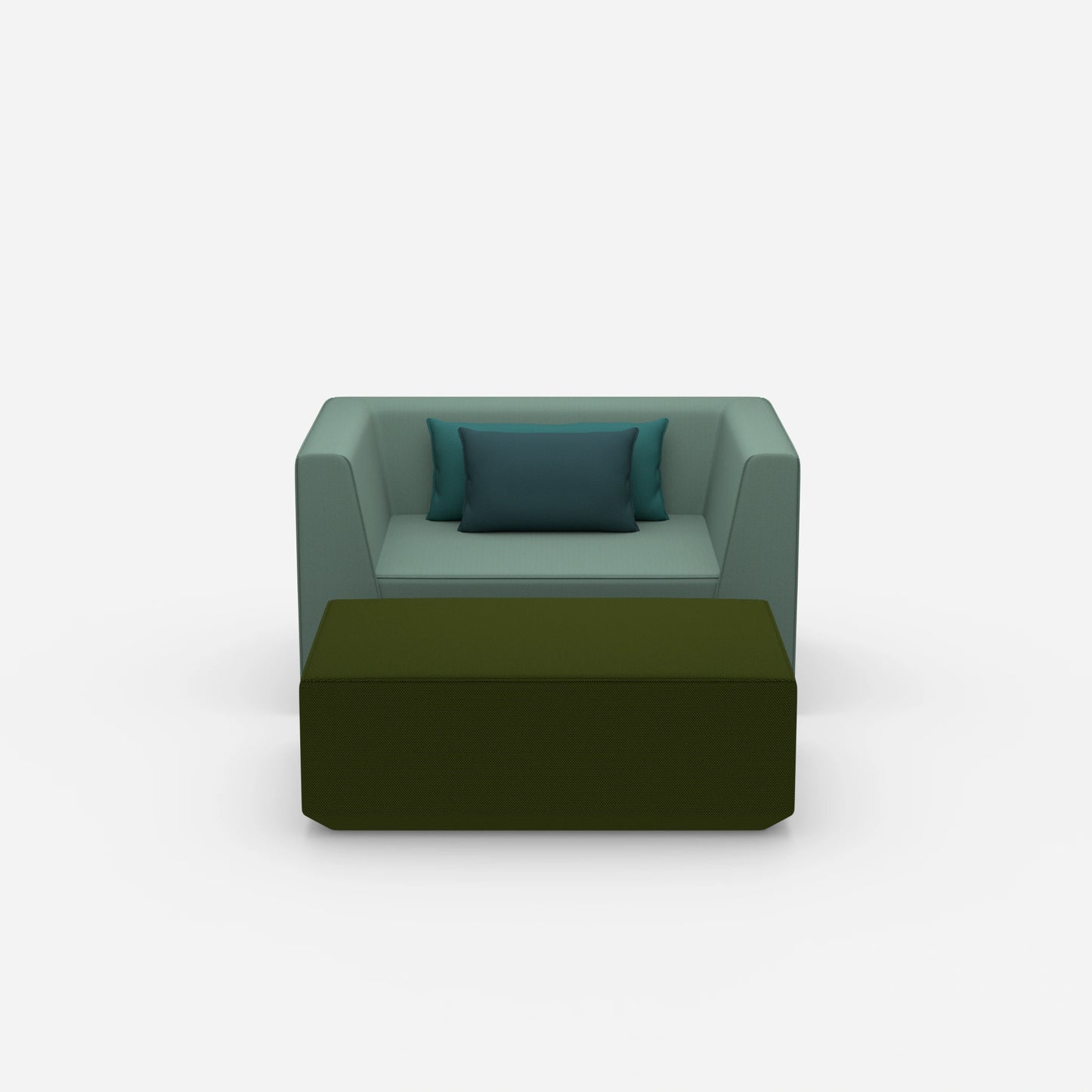 Armchair with footrest from the front