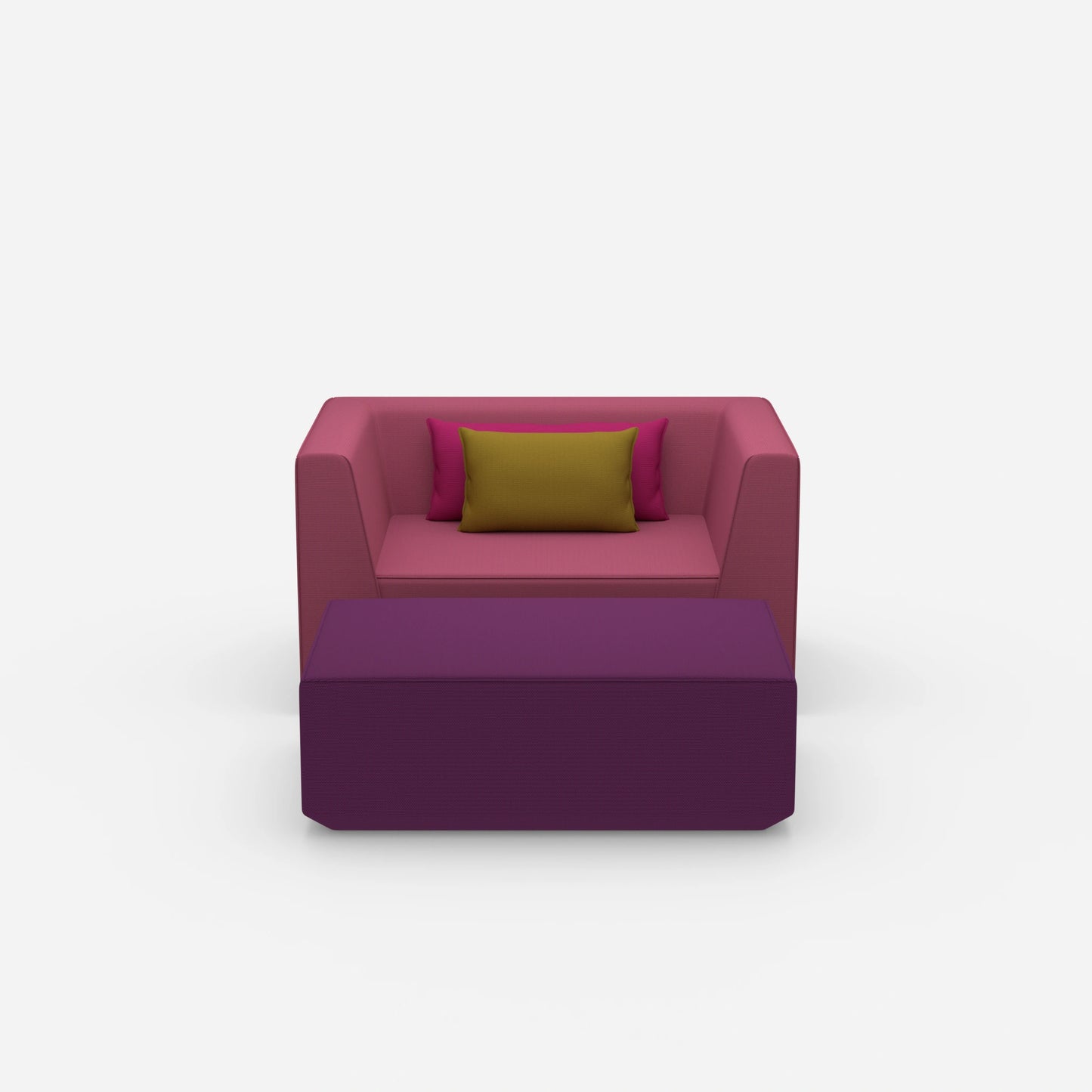Armchair with footrest from the front