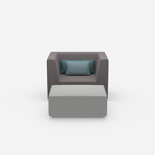 Armchair with footrest modern from the front