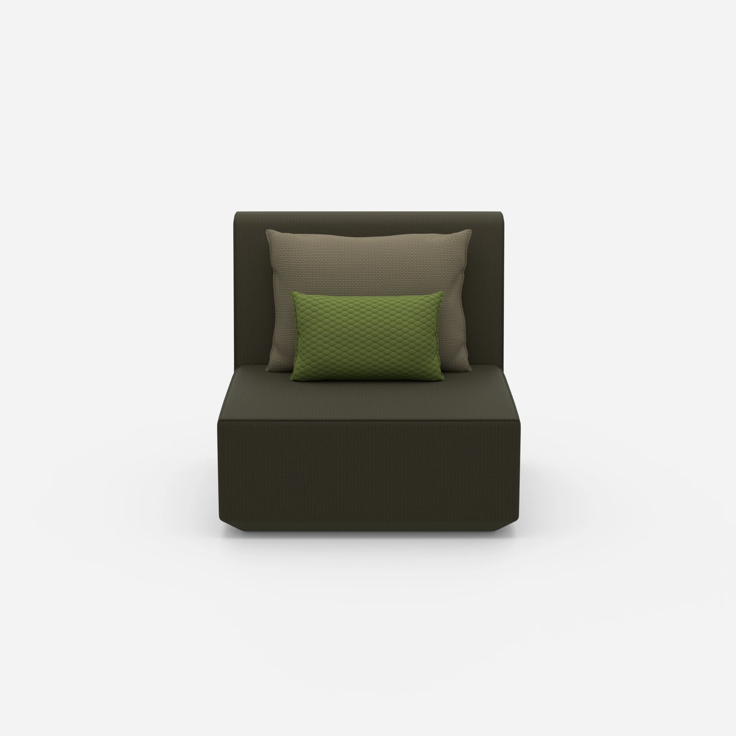 Armchair with high back from the front
