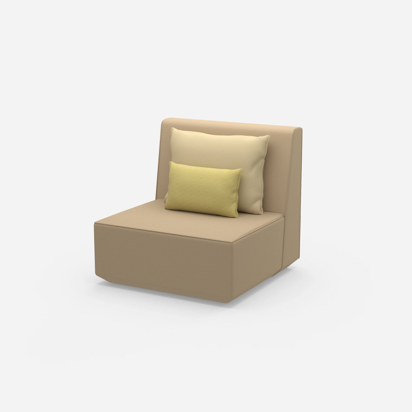 Armchair with high backrest from the side
