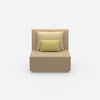 Armchair with high backrest from the front