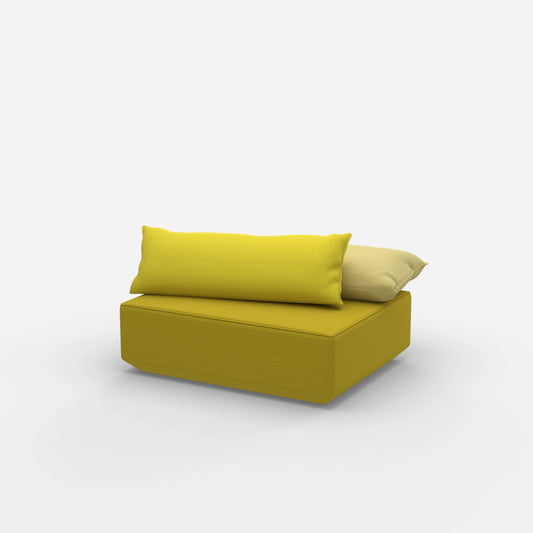 Modular pouf in yellow from the side